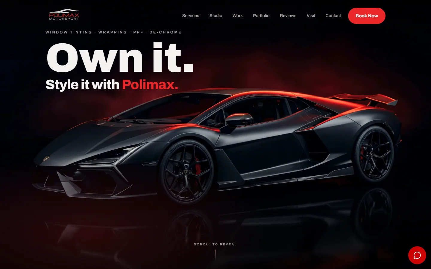Screenshot of the Polimax Motorsport website home page