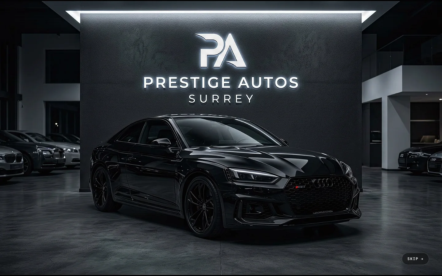 Screenshot of the Prestige Autos Surrey website home page